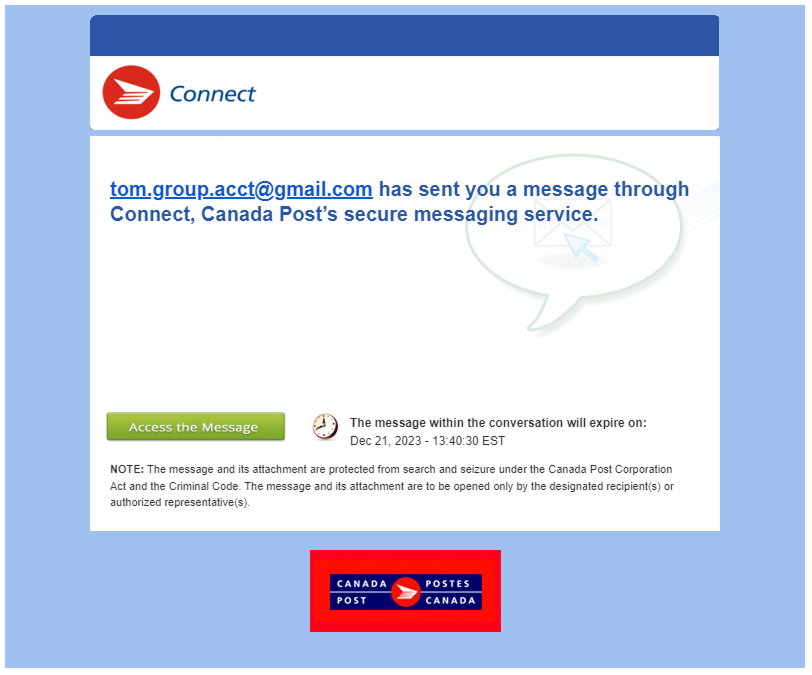 Connect invitation email.