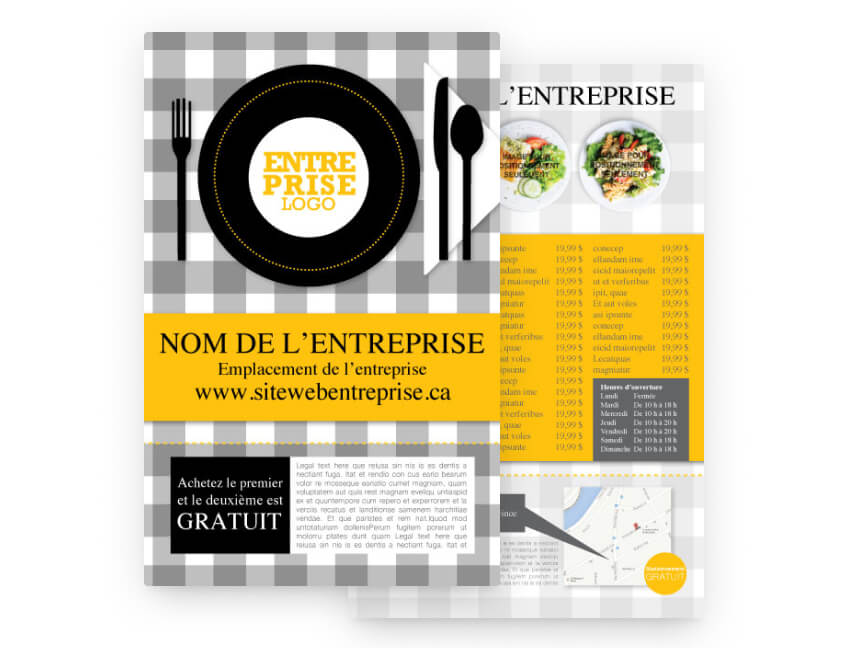 Gabarit Marketing Intelliposte pour restaurant &ndash; format portrait.